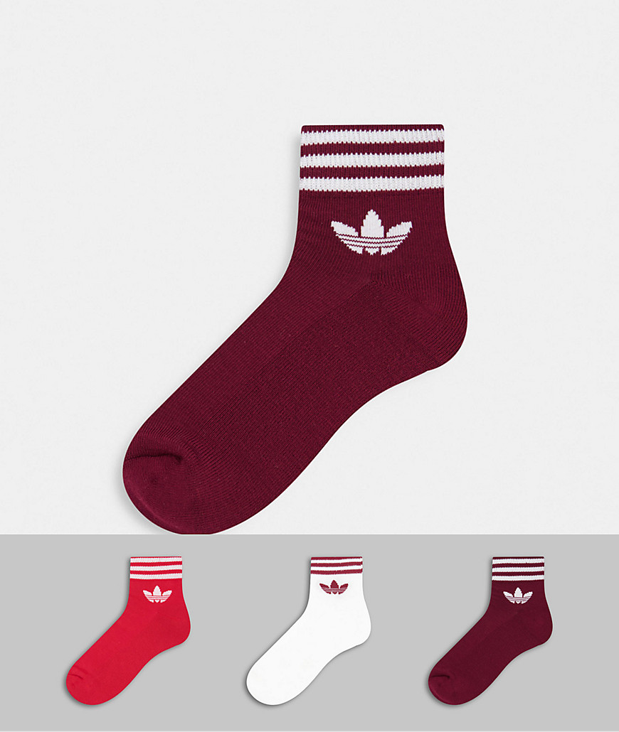 фото Набор из 3 пар разноцветных носков до щиколотки с логотипом-трилистником adidas originals-многоцветный