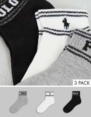 Носки и гольфы  Asos Набор из 3 пар цветных носков с логотипом Polo Ralph Lauren-Разноцветный
