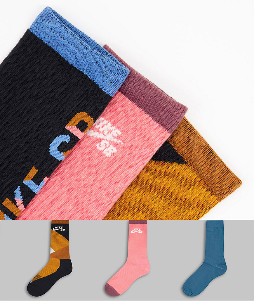 фото Набор из 3 пар высоких носков разных цветов nike sb everyday max-разноцветный