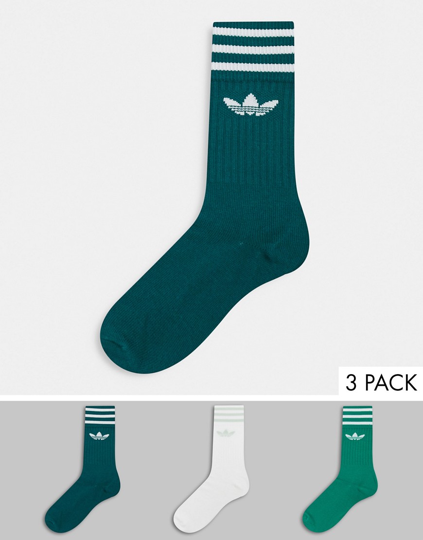 фото Набор из 3 пар зеленых носков adidas originals-зеленый цвет