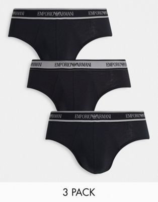 фото Набор из 3 трусов черного цвета с логотипом на поясе emporio armani bodywear-черный цвет