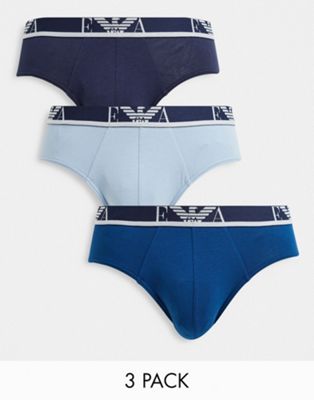 фото Набор из 3 трусов разных оттенков синего emporio armani bodywear-многоцветный