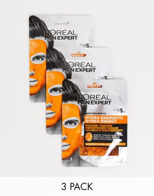 фото Набор из 3 восстанавливающих масок для лица l'oreal men expert - hydra energetic-бесцветный