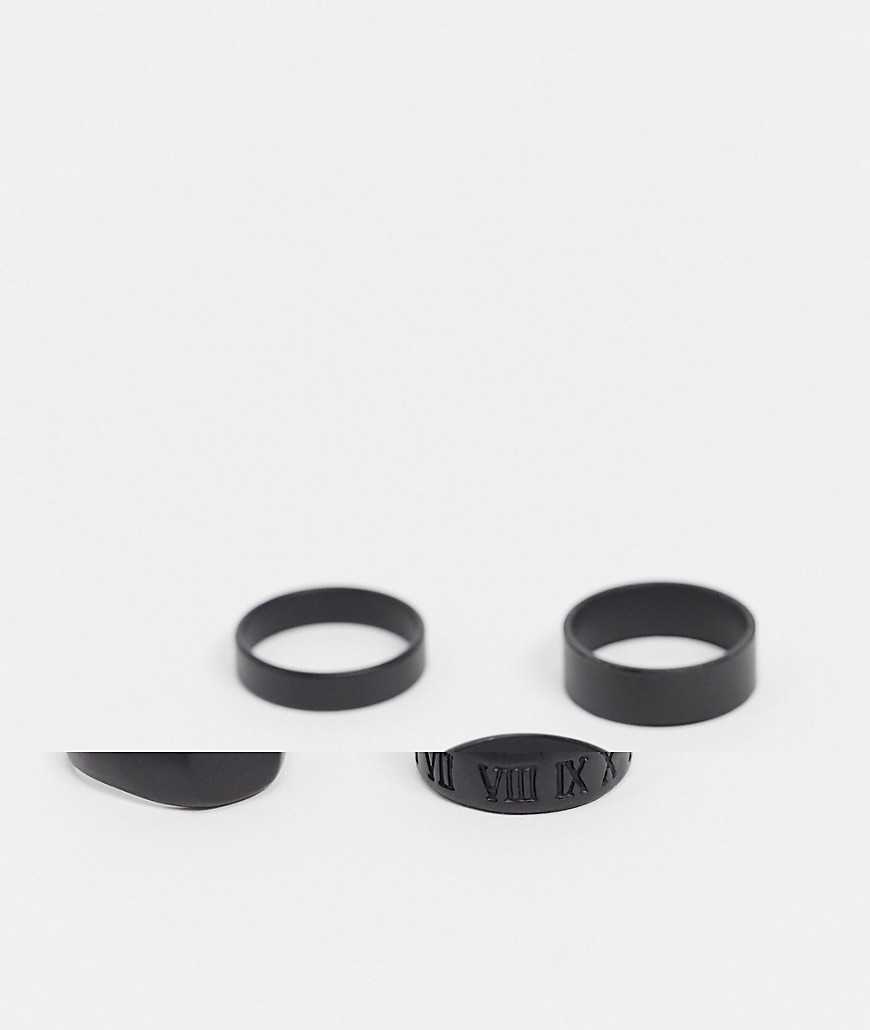 фото Набор из 4 черных матовых колец asos design-черный
