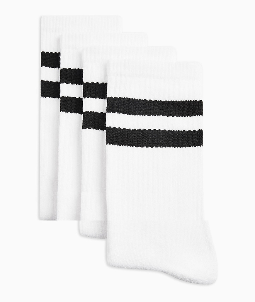 фото Набор из 4 пар белых носков с черным рисунком topman-черный цвет