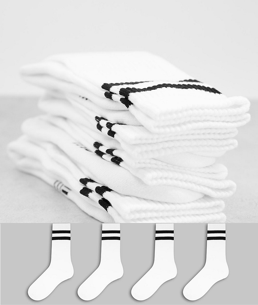 Набор из 4 пар белых носков с черными полосками -Белый Topman 12167124