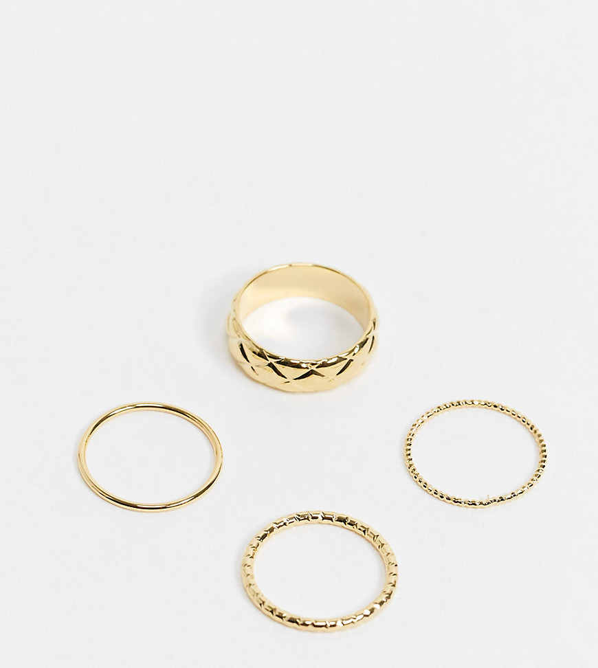 фото Набор из 4 позолоченных колец с массивным фактурным кольцом orelia-золотистый
