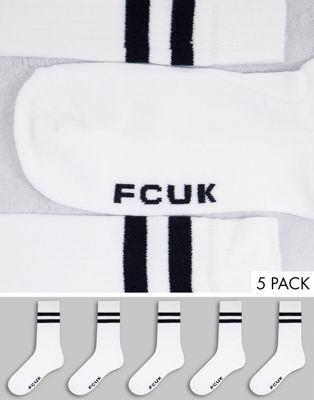 фото Набор из 5 пар белых спортивных носков fcuk-белый french connection