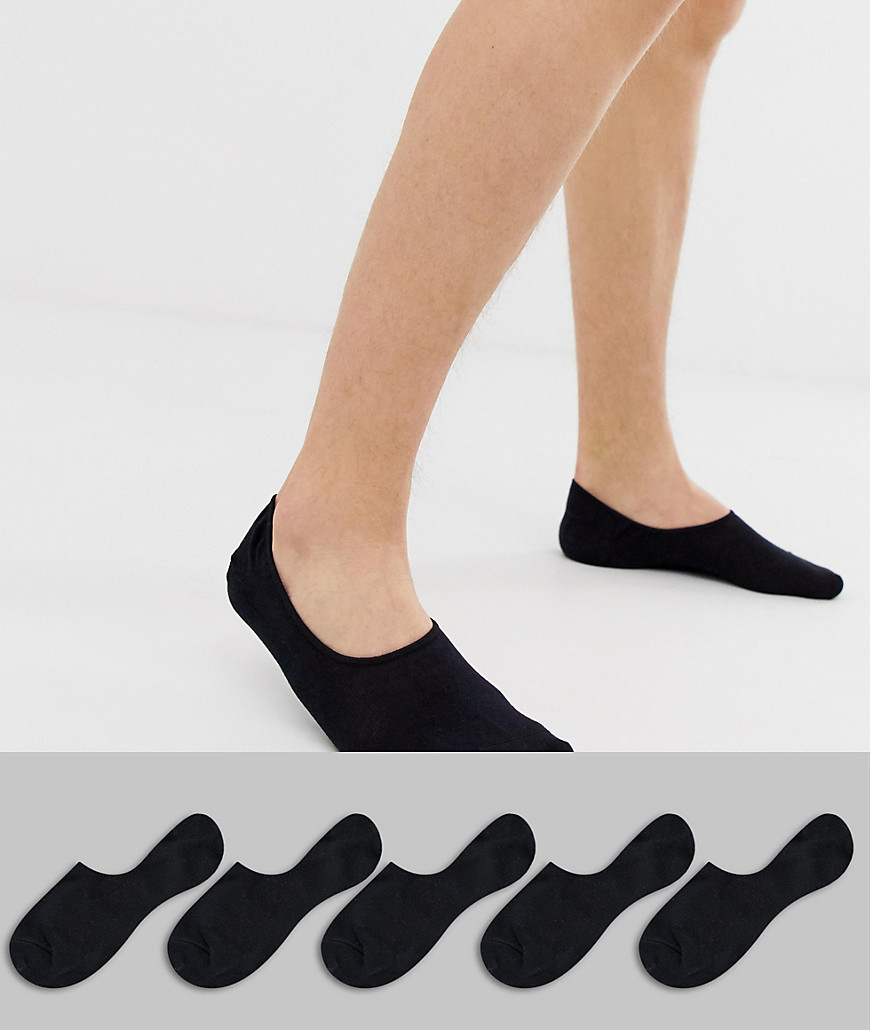 Набор из 5 пар черных невидимых носков Jack & Jones-Черный цвет