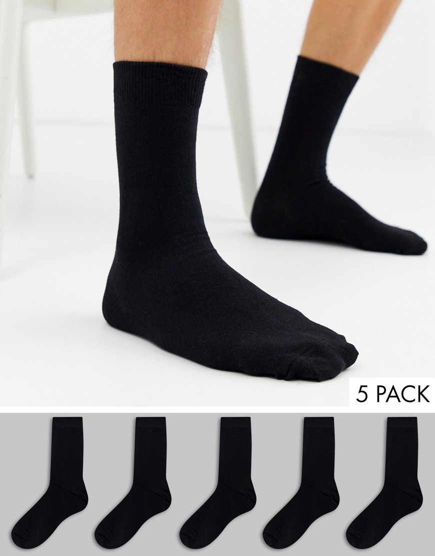 фото Набор из 5 пар черных носков new look-черный
