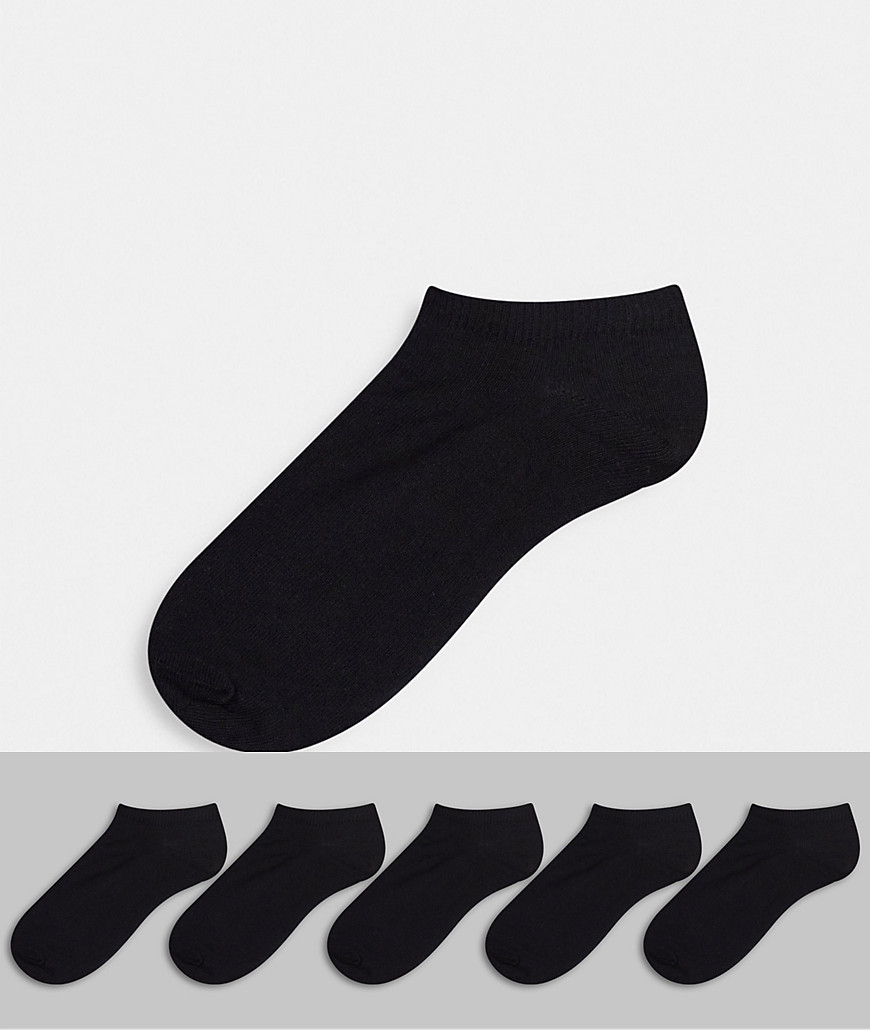 фото Набор из 5 пар черных носков под кроссовки topman-черный цвет