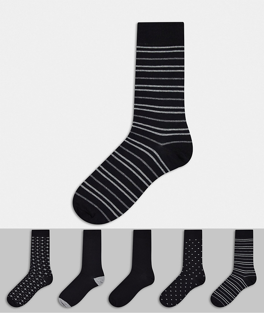 фото Набор из 5 пар монохромных носков burton menswear-черный цвет