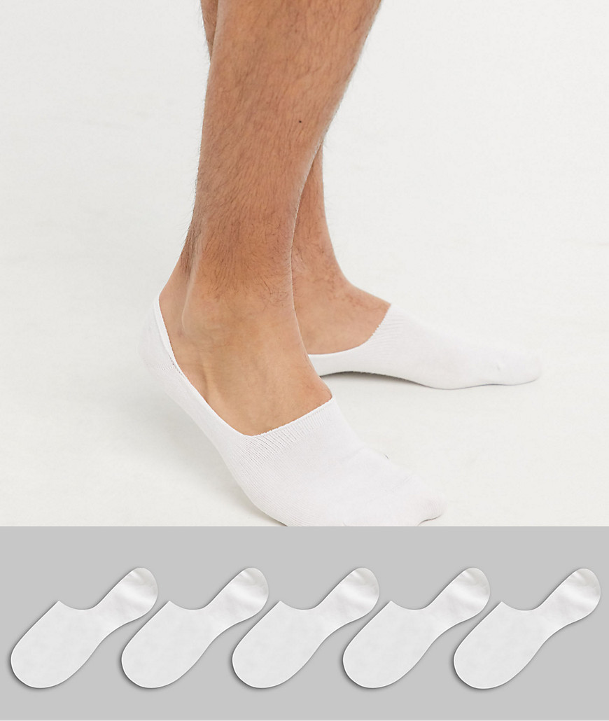 фото Набор из 5 пар незаметных белых носков с гелевыми вставками topman-белый