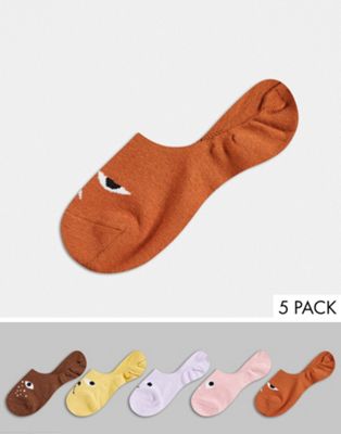фото Набор из 5 пар носков под кроссовки разных цветов из смесового органического хлопка monki-мульти