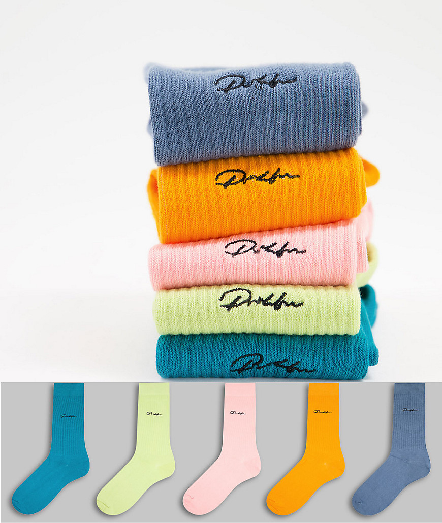 фото Набор из 5 пар носков разных цветов с логотипом river island-оранжевый цвет