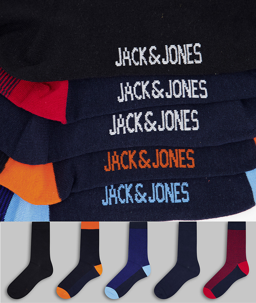 фото Набор из 5 пар носков с контрастной пяткой и носком разных цветов jack & jones-multi