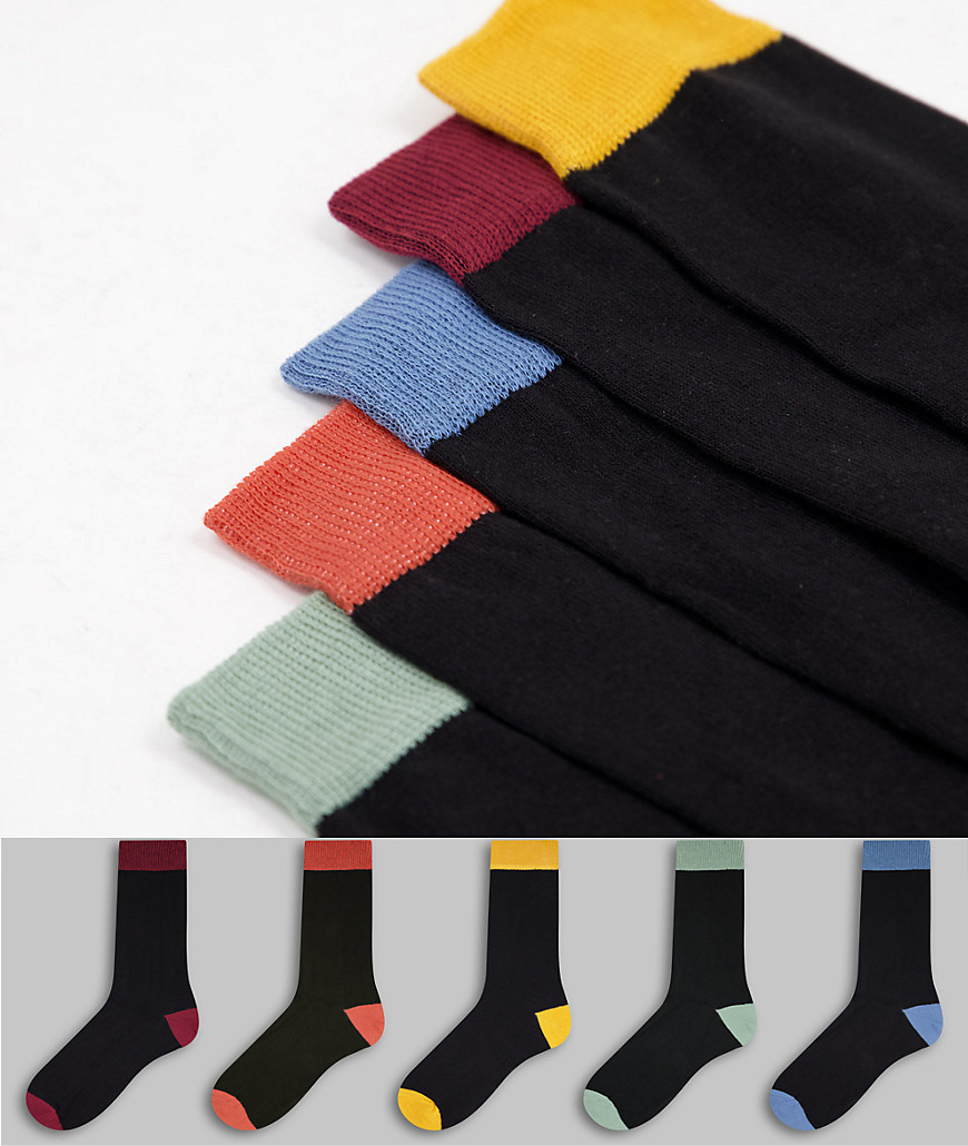 фото Набор из 5 пар носков с цветной окантовкой new look-разноцветный