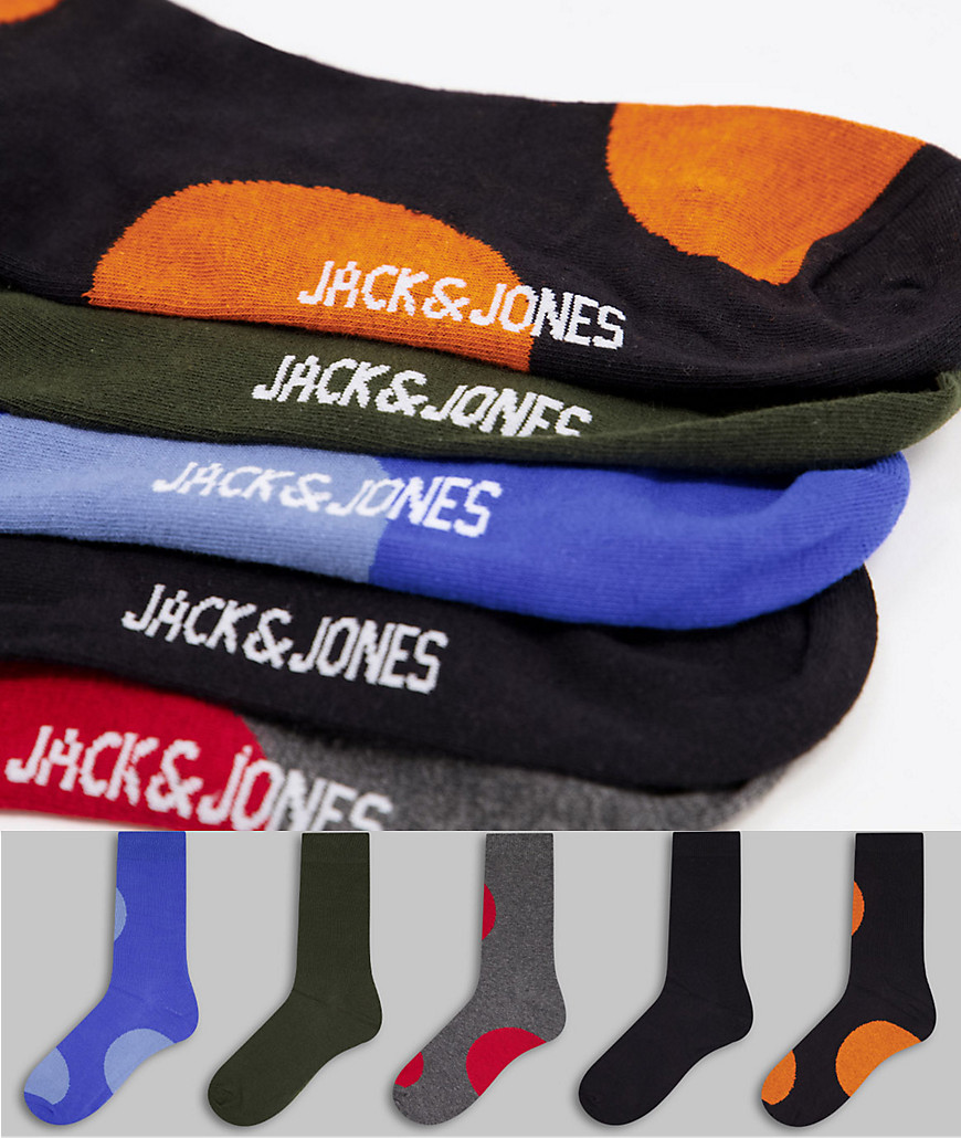 фото Набор из 5 пар носков в крупный горошек jack & jones-разноцветный