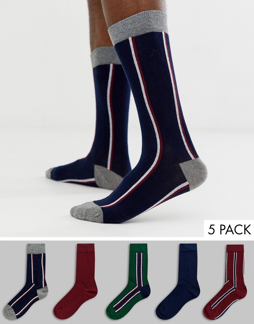 фото Набор из 5 пар носков в зеленую полоску burton menswear-зеленый