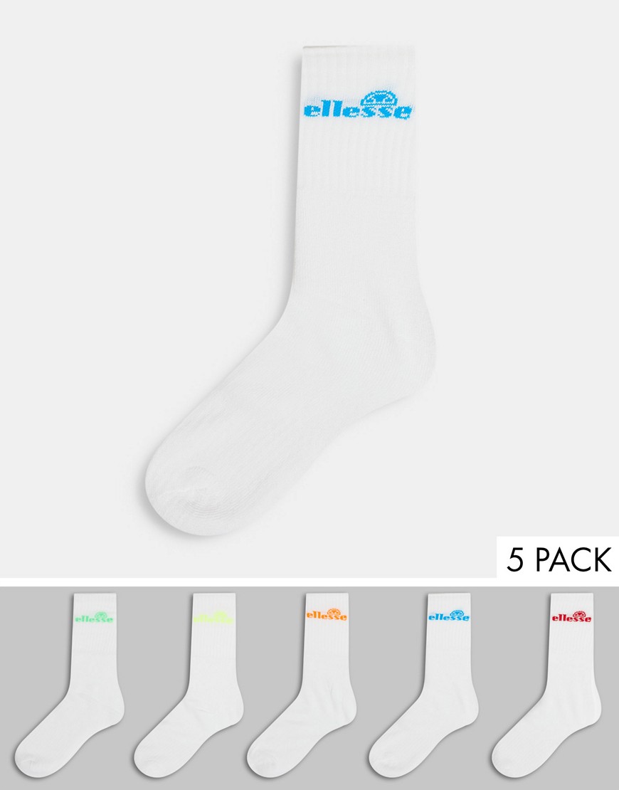 фото Набор из 5 пар прочных спортивных носков белого цвета ellesse-белый