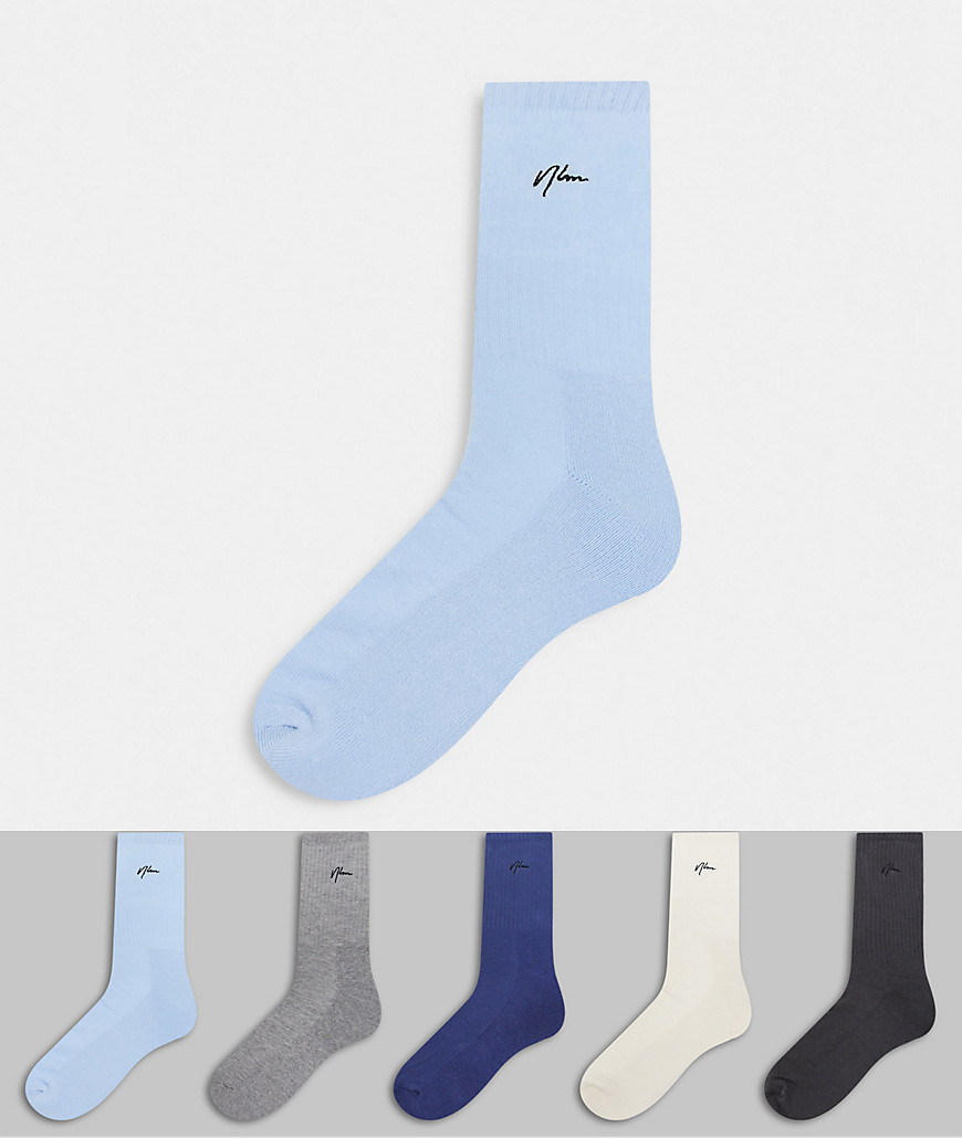 фото Набор из 5 пар разноцветных носков с вышивкой "nlm" new look-мульти