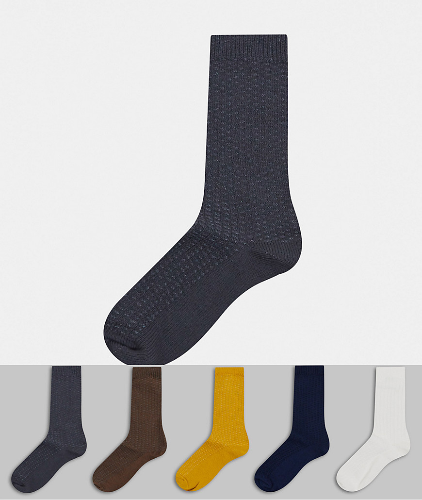 фото Набор из 5 пар спортивных носков серого и горчичного цвета asos design-мульти
