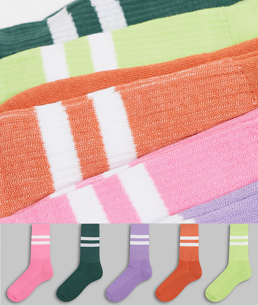 фото Набор из 5 спортивных носков в стиле колор блок asos design-многоцветный