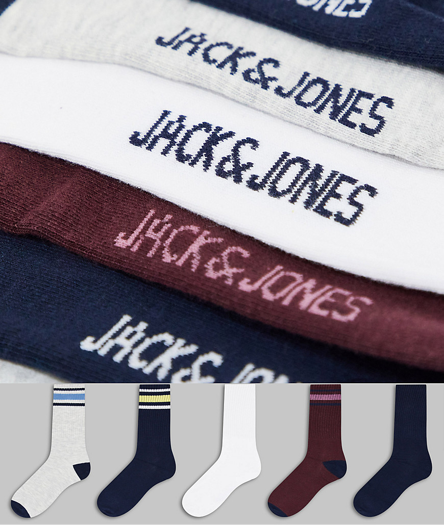 фото Набор из 5 пар теннисных носков разных цветов с полосками jack & jones-разноцветный