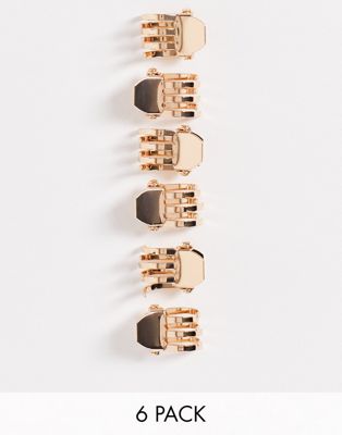 фото Набор из 6 маленьких золотистых заколок для волос asos design-золотистый