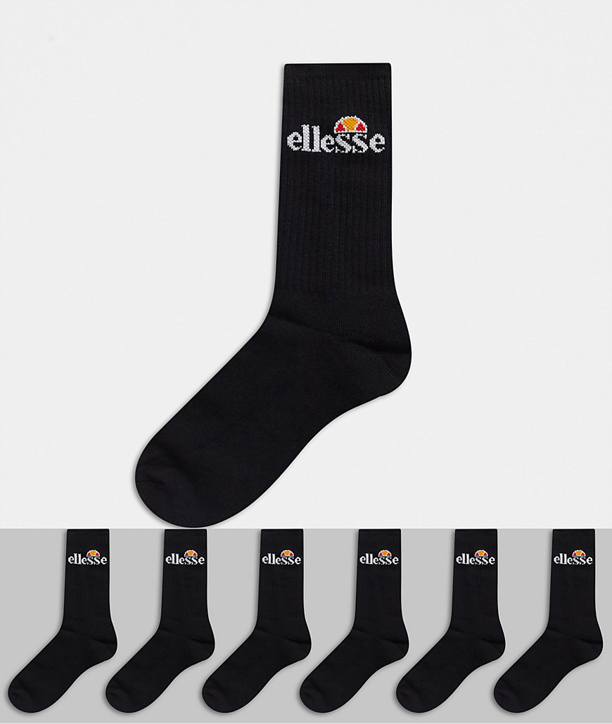 фото Набор из 6 пар черных спортивных носков с логотипом ellesse-черный