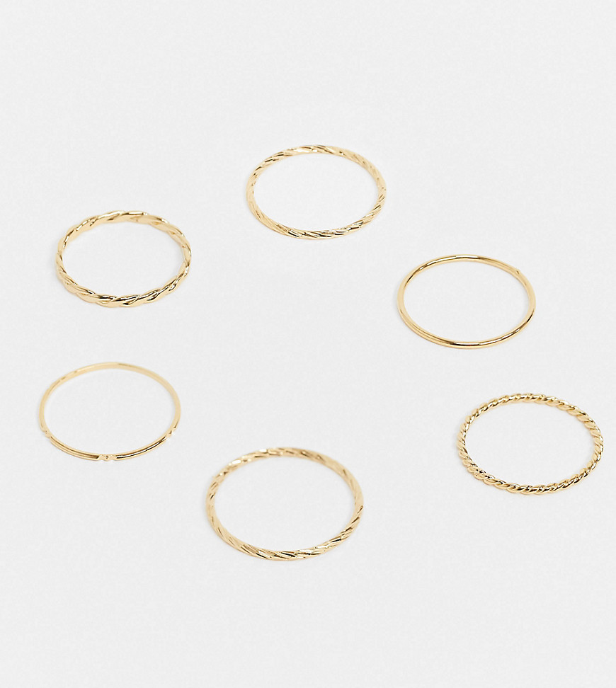 фото Набор из 6 позолоченных колец orelia-золотой