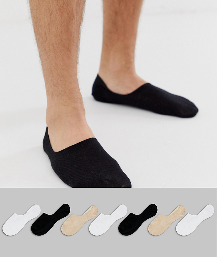 фото Набор из 7 пар невидимых носков asos design (черные/белые/песочные) - скидка-мульти