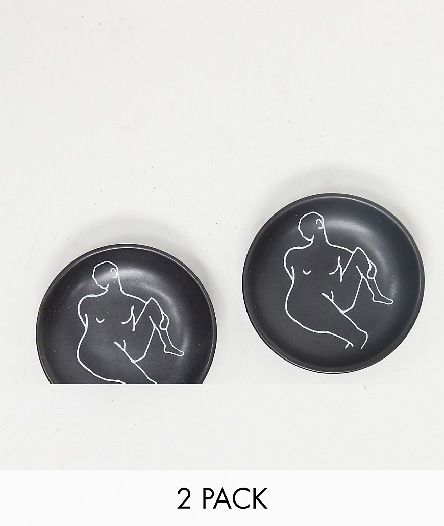 фото Набор из двух черных тарелок-подносов для украшений monki peg-черный