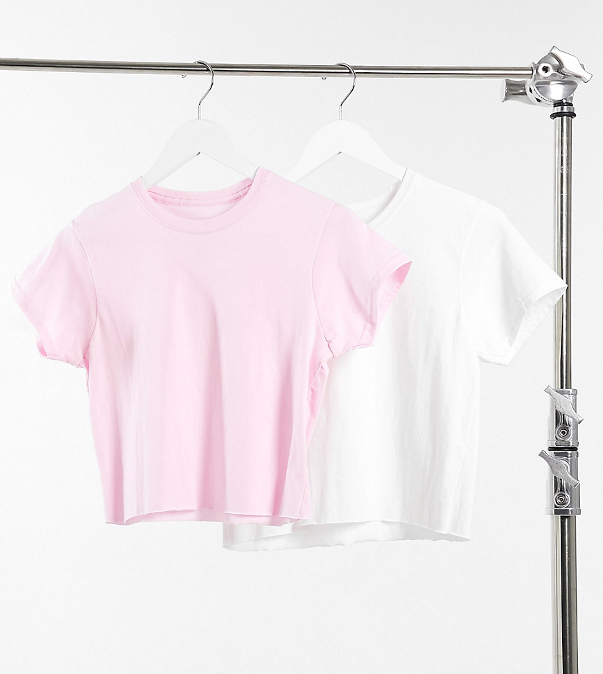фото Набор из двух футболок с необработанными краями в белом и розовом цвете daisy street-мульти