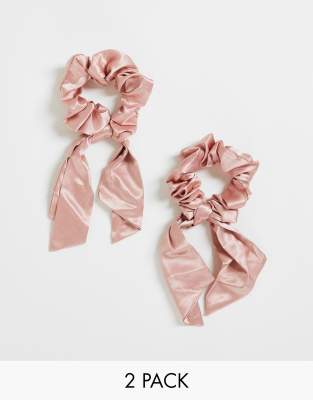 Набор из двух резинок для волос розового цвета с короткой атласной лентой Easilocks-Бесцветный