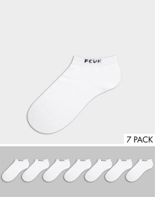 фото Набор из семи пар белых спортивных носков с отделкой морского цвета french connection-многоцветный