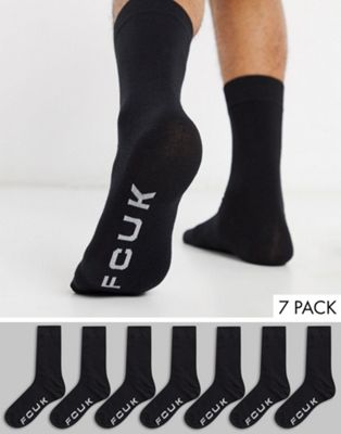 фото Набор из семи пар черных классических носков с логотипом "fcuk" french connection-черный