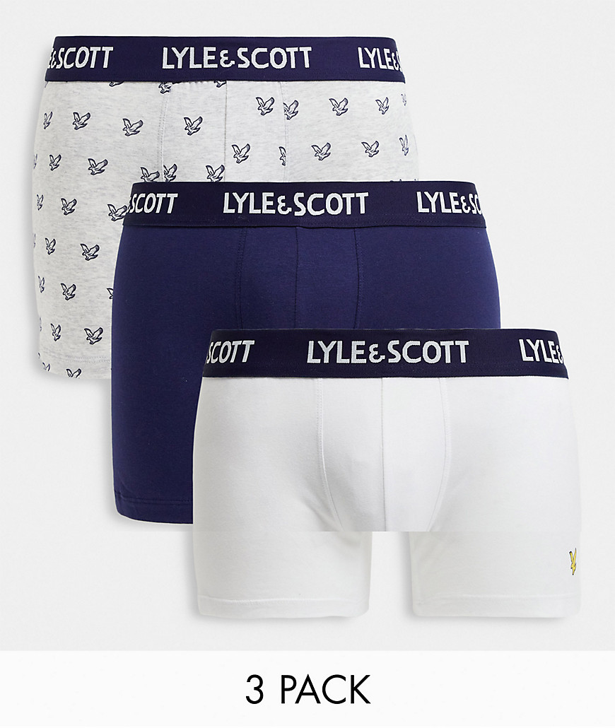 фото Набор из трех боксеров-брифов темно-синего, белого и серого цветов с логотипом lyle & scott-многоцветный lyle & scott bodywear