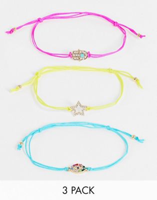 фото Набор из трех браслетов-фенечек в ярких цветах accessorize-разноцветный