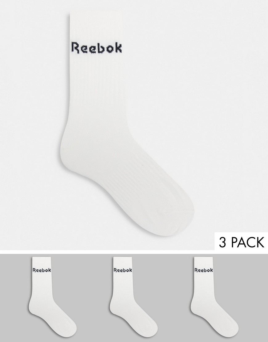 фото Набор из трех пар белых носков до щиколотки reebok training core-белый