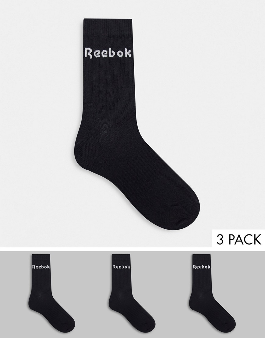 фото Набор из трех пар черных носков до щиколотки reebok training-черный цвет