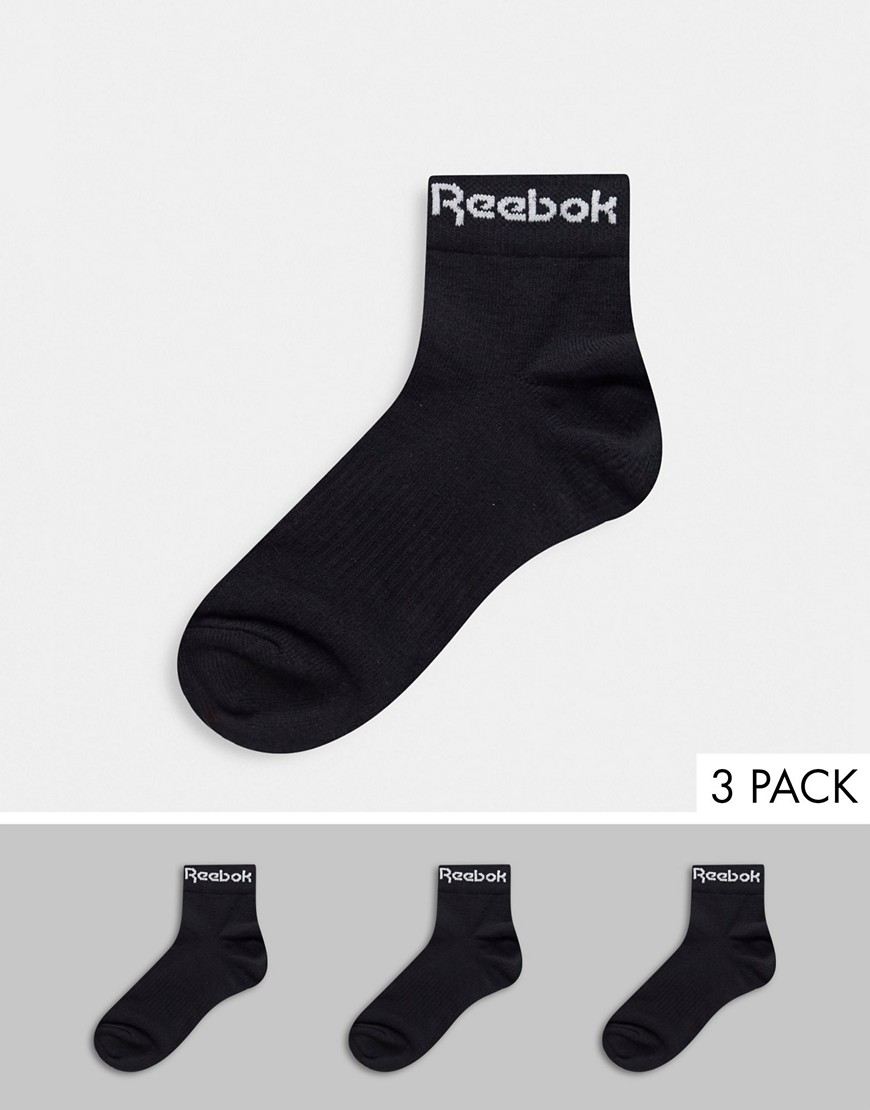 фото Набор из трех пар черных носков до щиколотки reebok training-черный