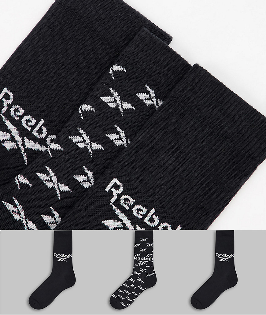фото Набор из трех пар черных носков reebok classics-черный цвет