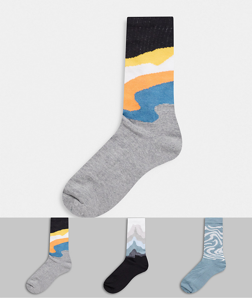 фото Набор из трех пар носков с эффектом брызг краски в пастельных тонах asos design-многоцветный