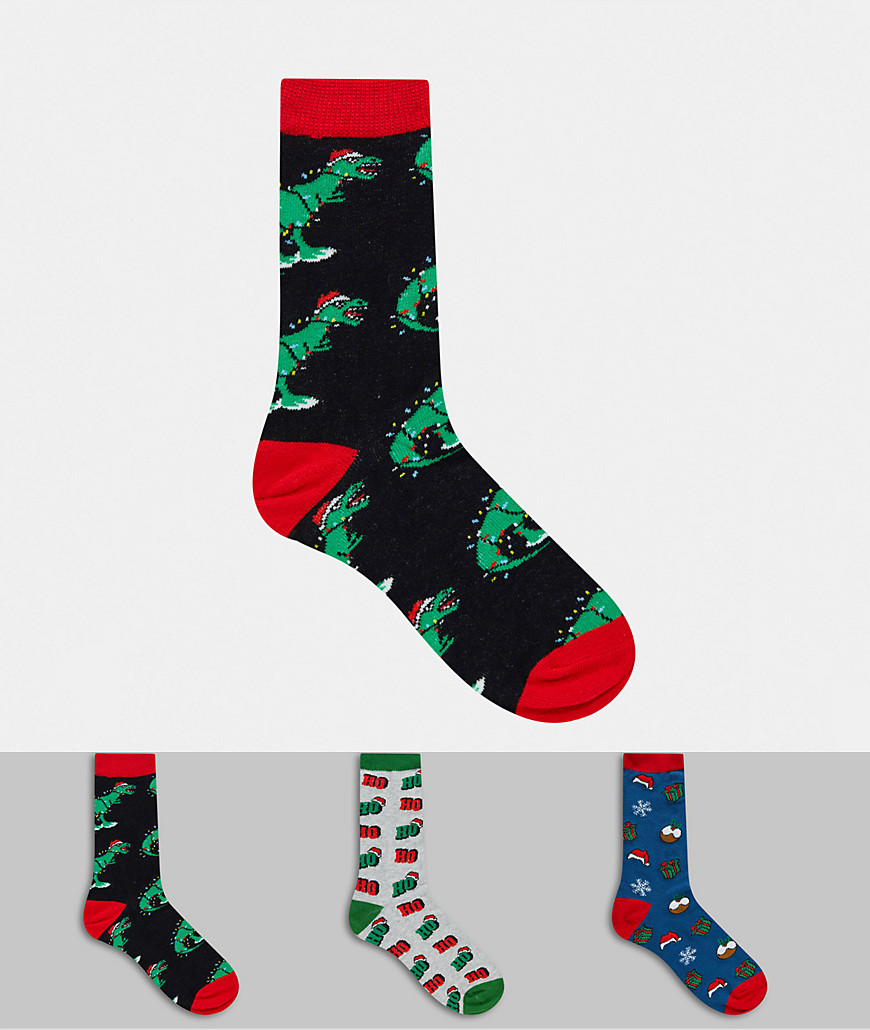 фото Набор из трех пар носков с традиционным рождественским дизайном brave soul-мульти