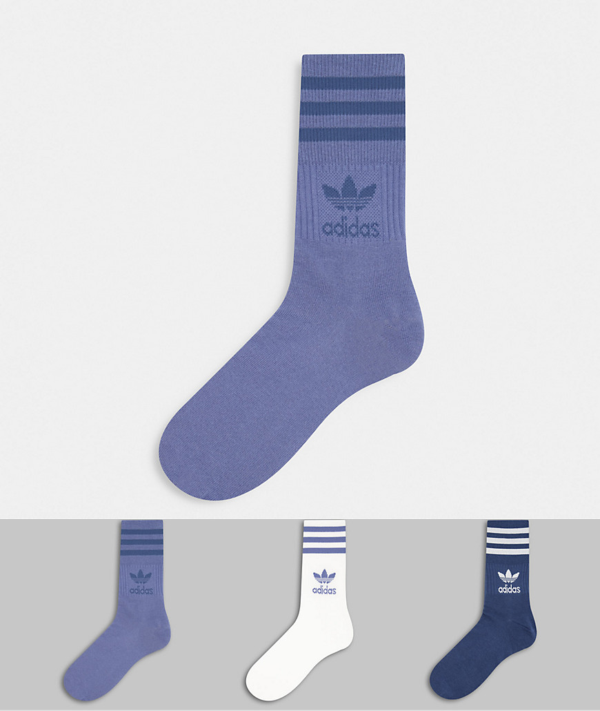 фото Набор из трех пар синих носков средней длины adidas originals-голубой