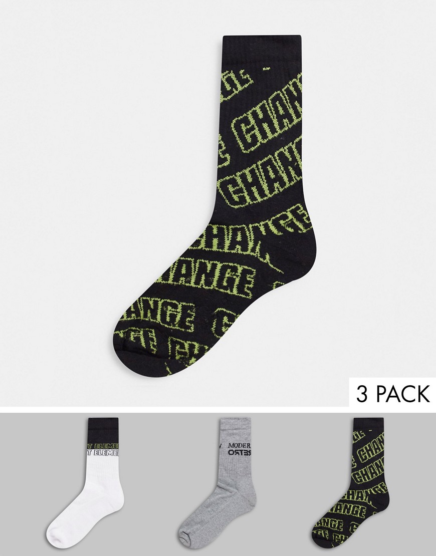 фото Набор из трех пар спортивных носков с логотипом в стиле ретро asos design-многоцветный