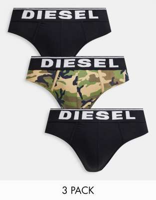 Набор из трех трусов с камуфляжным принтом/черного цвета Diesel-Многоцветный