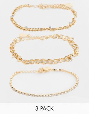 фото Набор из трех золотистых браслетов accessorize-золотистый