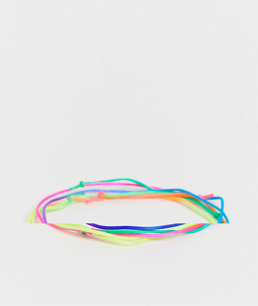 фото Набор из узких браслетов-шнурков неоновой радужной расцветки 2 мм asos design-многоцветный
